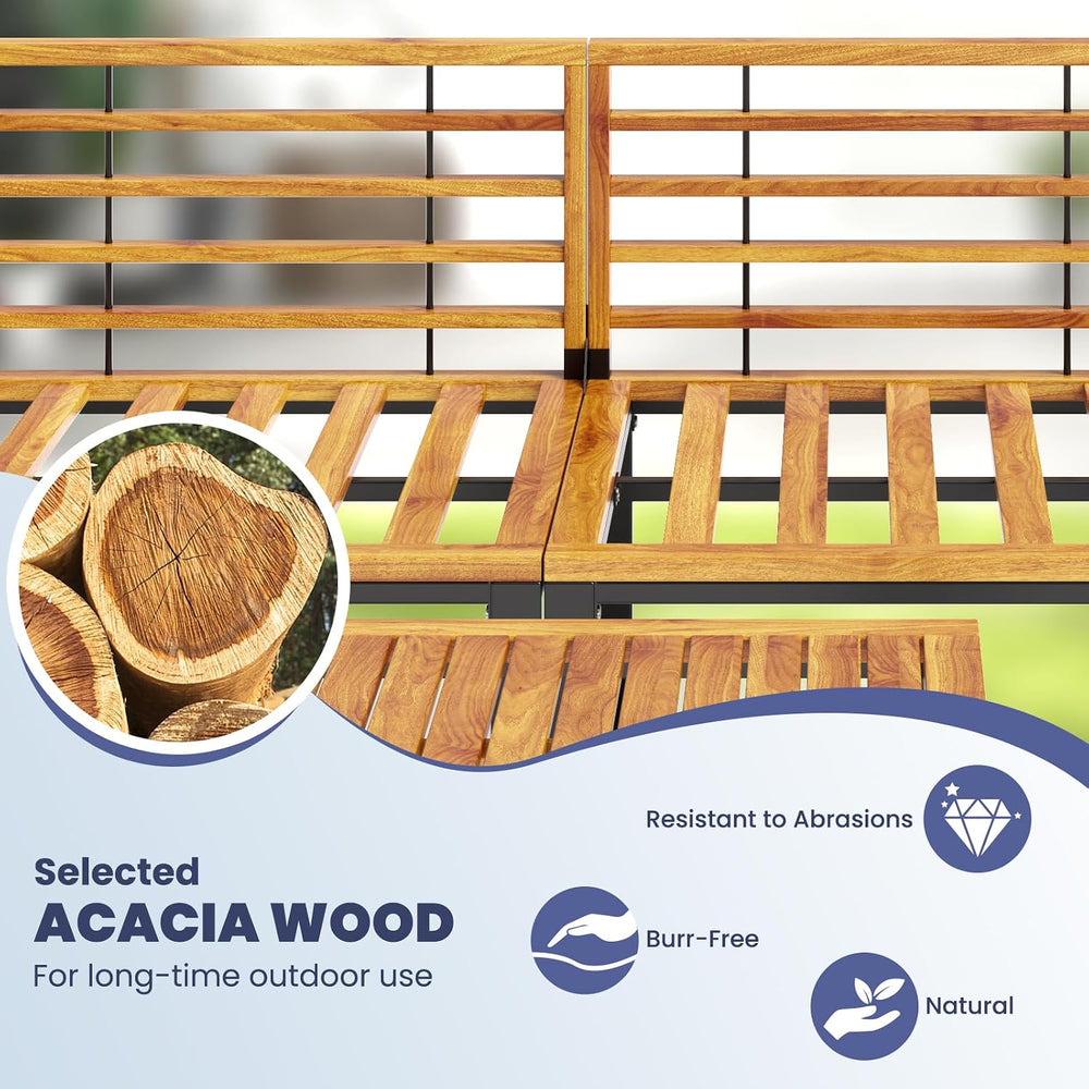 Tangkula 5 Pieces Patio Conversation Set, Acacia Wood Chair Set with Ottoman ...