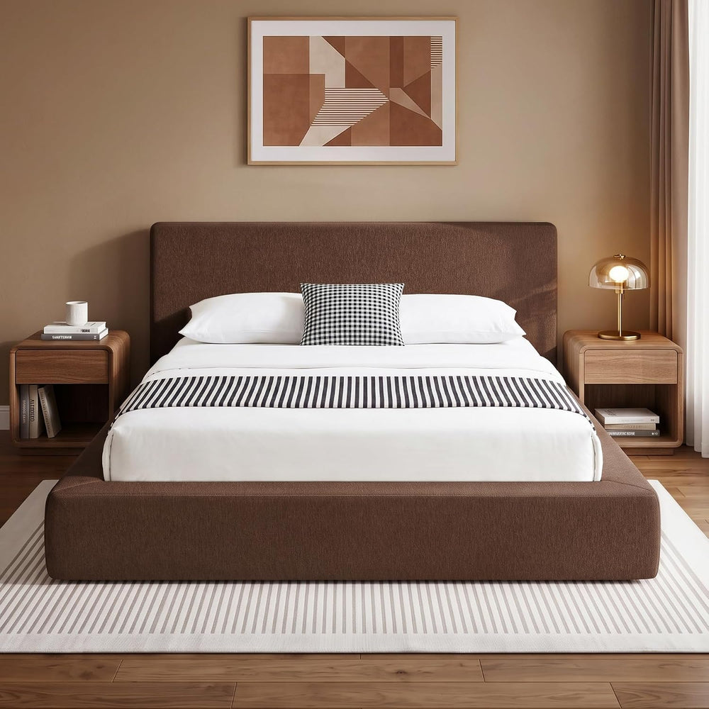 Queen Bed Frame w/ Classic Headboard, Cloud Upholstered Platform Bed Frame