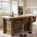 Tribesigns 59'' Kitchen Island, Modern Island Table with Faux Marble Top | Rectangular Coffee Bar Unit for Living Room, Kitchen, Bistro, Coffee Shop, Easy Assembly, White & Brown