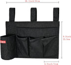 Linen Bedside Caddy, Bedside Storage Organizer for Hospital Beds, College Dorm Rooms or Baby Bed (5 Pockets-Black)