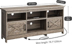 YITAHOME TV Stand for 65 Inch TVs, Entertainment Center with Storage Cabinets, Power Outlet & LED Light, Media Console Living Room Furniture, Washed Gray