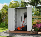 HOMSPARK Storage Shed Weather Resistance, Multi-Purpose Outdoor Storage Cabinet for Backyards and Patios, Horizontal Storage Shed for Lawnmower, Patio Accessories (White, Tall - 53 cu.ft)
