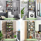 Over-The-Toilet Storage Rack, 4-Tier Bathroom Organizer Shelf Over Toilet with Adjustable Shelf and Basket, Freestanding Space Saver Bathroom Shelves Above Toilet for Room (Pure Gray)