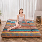 MAXYOYO Japanese Floor Mattress Futon Mattress, 4" Thicken Tatami Mat Sleeping Pad Foldable Roll Up Mat Boys Girls Dormitory Pad Kids Floor Lounger Pillow Bed, Charcoal Grey, Queen Size