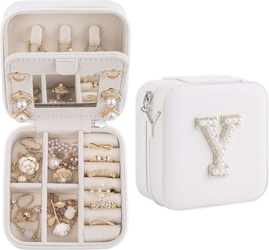 Birthday Gifts For Women, Initial Jewelry Box, Travel Jewelry Case, Gifts for Wife Girlfriend, Small Travel Jewelry Organizer, Gift for Girls, Graduation Gifts for Her, Bridesmaid Gifts