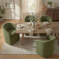 Upholstered Dining Chairs with Casters, Washable Cover Modern Dining Room Chairs with Barrel Backrest & Dual Armrest for Kitchen, Living Room, Bedroom, Green Fabric, 4PCS