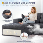 MAXYOYO 132" U Shaped Modular Sectional Sofa with 2 Ottomans, Cloud Boneless Couch with Layered Cushion, Flexible Module Combination Sofa for Living Room, No Assembly Required, Dark Grey