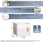 NaturalCozy Storage Cubes 9”x9”x7”Cotton Rope Woven Baskets for Organizing 3-Pack | 9 Inch Cube Storage Bin | Small Basket for Shelf Nursery, Pantry, Decorative Plant, Bathroom Closet, Toy Gift