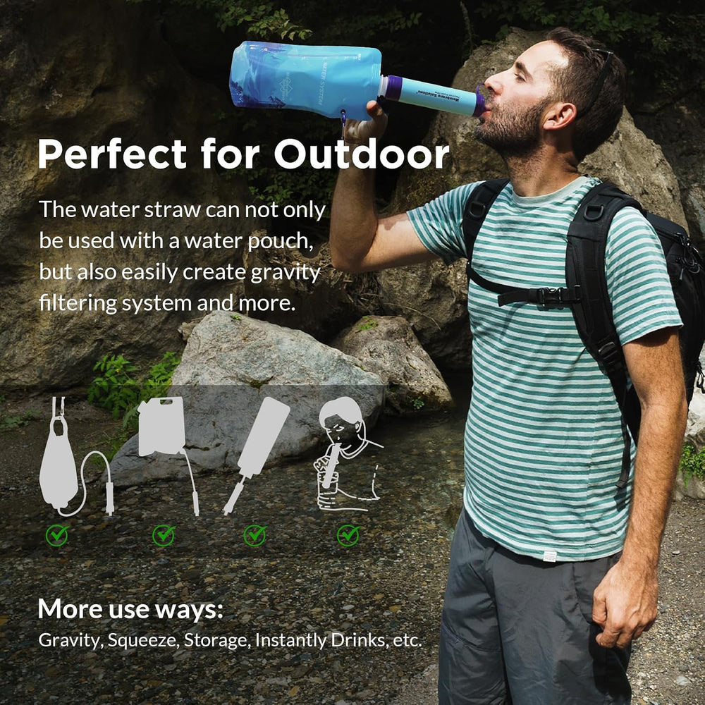 Membrane Solutions Squeezable Water Filtration System, Survival Water Purifie...