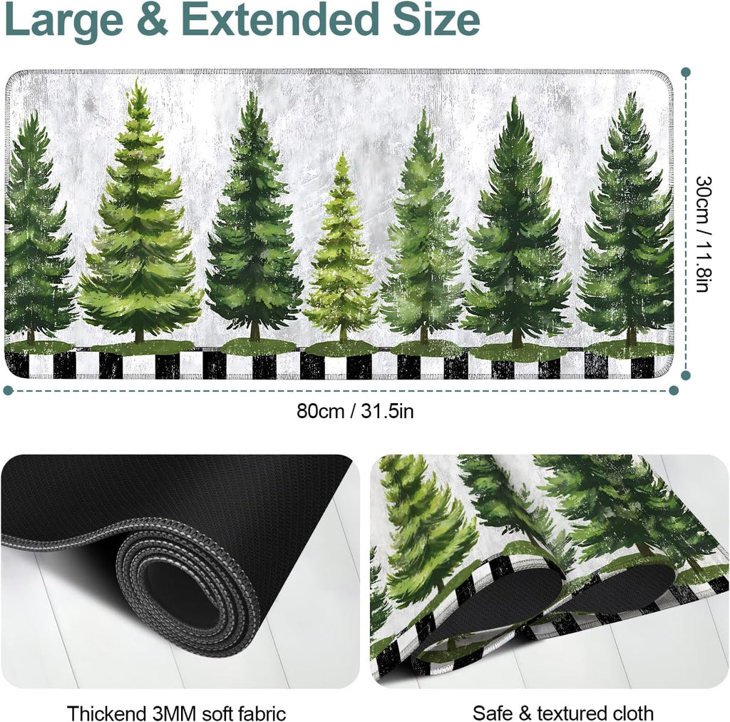 Christmas Tree Gaming Mouse Pad 31.5"x11.8"Desk Mat Anti-Slip Rubber Base & Durable Stitched Edges for Gamers Smooth Mouse Writing Surface for Desk Office/Home