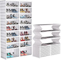 FAHKNS 9 Tier 36 Pair Folding Shoe Rack with Wheels and Magnetic Doors,Stackable Transparent Shoe Cabinet Shoe Organizer Storage for Closet Entryway Bedroom