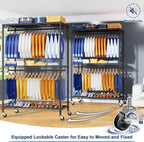 P8 Heavy Duty Clothes Rack（With Extended Width Design） Rolling Clothing Racks for Hanging Clothes，Portable Garment Rack with Lockable Wheels，51.2" W x 15.8" D x 80.5" H，Max Load 700LBS，Black