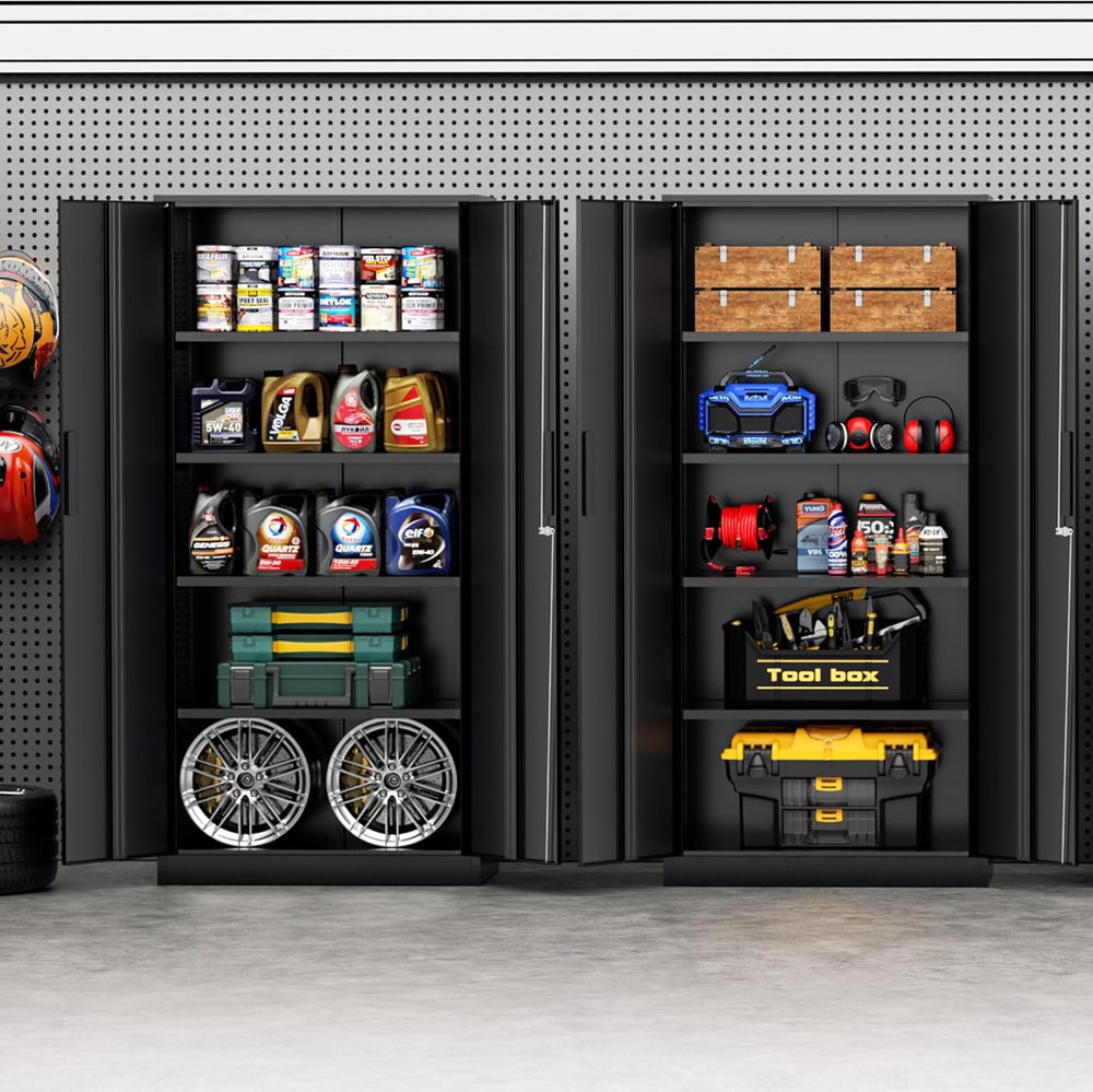 Incbruce 72” Metal Storage Cabinet, Garage Cabinets and Storage System with D...