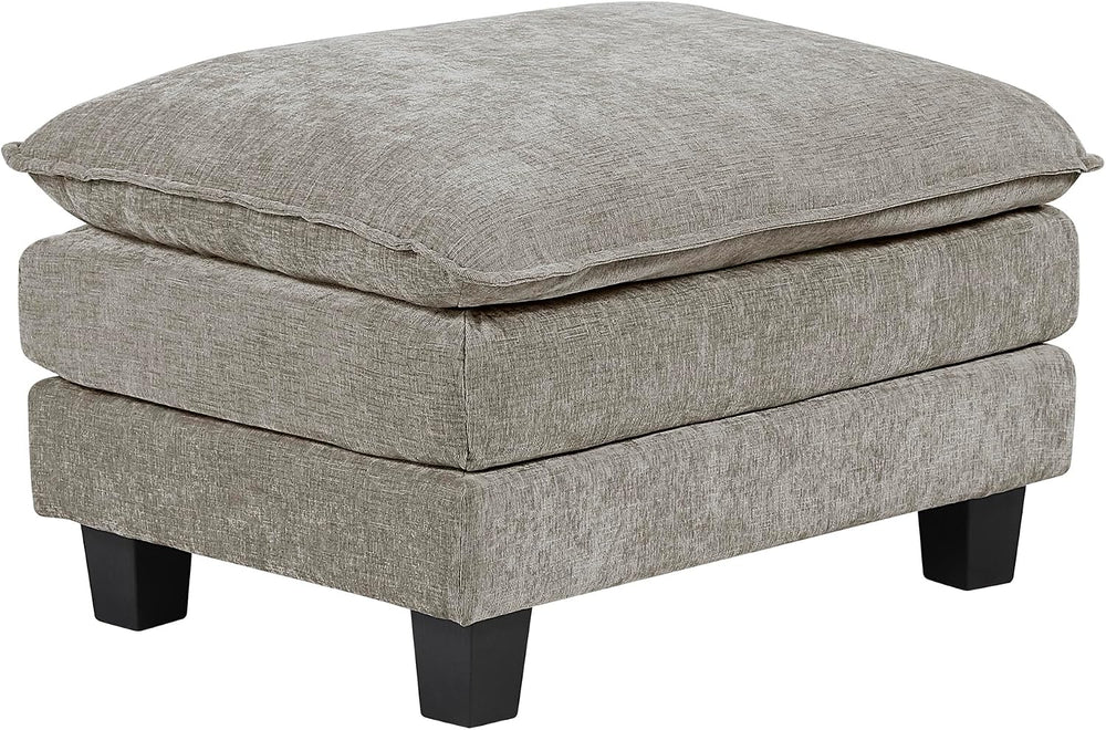 Lexicon Chenille Upholstered Rectangle Ottoman, Foot Stool, Black Faux Wood F...
