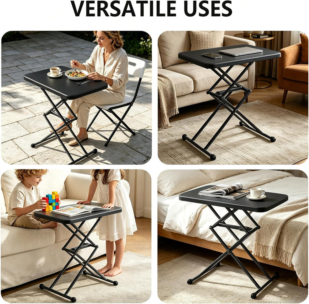 Small Folding Table, Height Adjustable in 2 Seconds with 4 Settings, Ultra-Th...