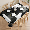 Tyrot Black Grey White Rectangle Tablecloth Modern Geometric Table Cover Waterproof Wrinkle Resistant Table Cloth for Dining Kitchen Party Picnic Patio Indoor and Outdoor 60x84 Inches