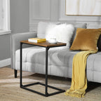 VASAGLE C Shape End Table, Small Coffee Table for Couch Or Sofa, Industrial Side Table in Living Room, Bedroom, 13.8 x 21.7 x 26 Inches, Rustic Brown and Black ULNT52BX