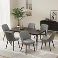 Upholstered Dining Chairs Set of 6, Modern Fabric Kitchen Chairs with Back, Wood Legs for Kitchen Dining Room Restaurant, Grey