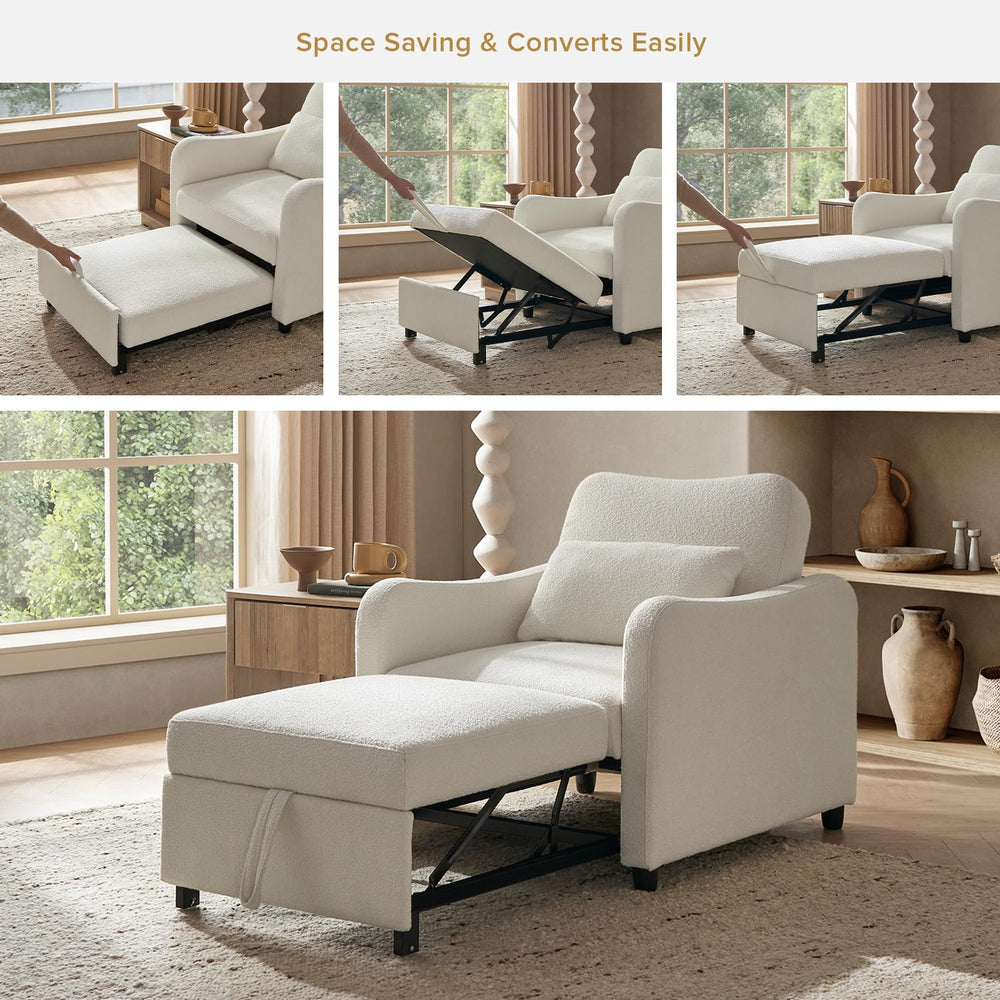 mopio Sophie 4-in-1 Convertible Sleeper Chair Bed, Accent Chair, Chaise Loung...