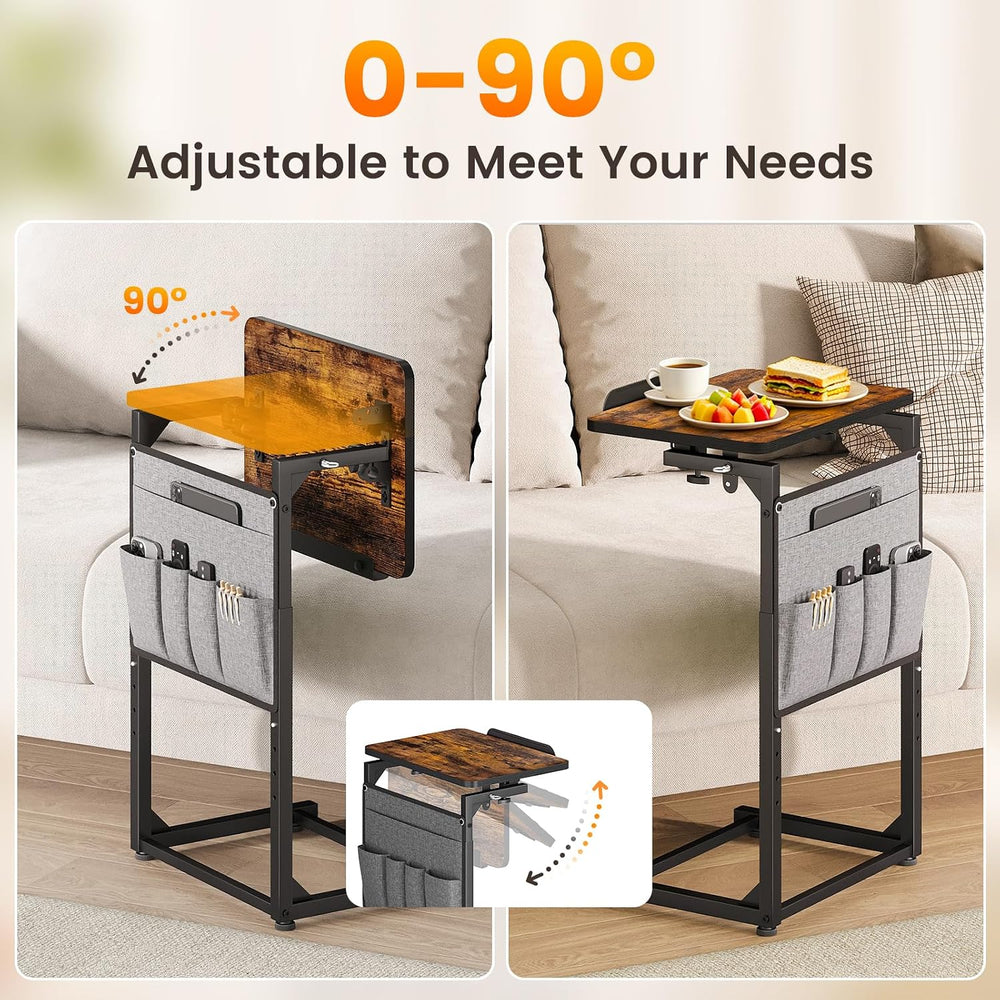 ELYKEN TV Tray Table Sets, Adjustable Height & 90° Tilt Narrow Side Table...