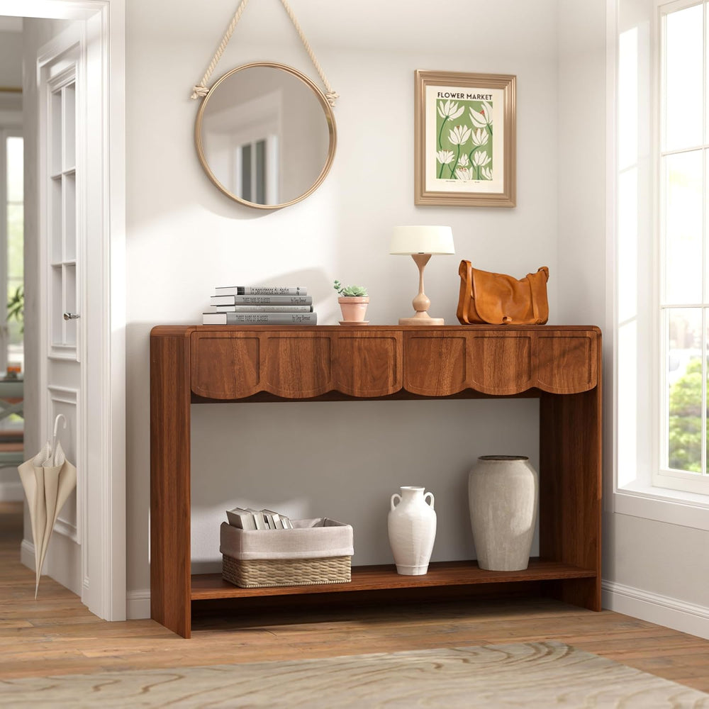 ORRD Console Table with Drawers, Mid-Century 43 Inches Narrow Entryway Tables...