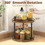 LAMU 10'' Wood Lazy Susan Turntable Organizer for Cabinet, 2 Tier Lazy Susan Spice Rack Organizer for Kitchen, Table Top, Countertop, Pantry, Medicine Organizer