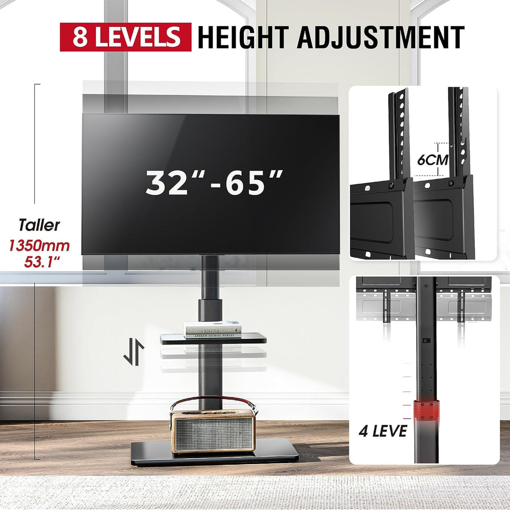 AOKCOS Floor TV Stand with 60-Degree Swivel, TV Floor Stand for 32-65 inch TV...