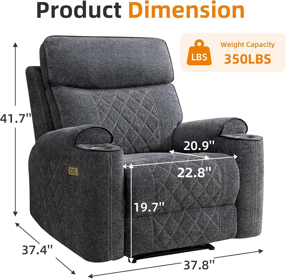 EBELLO Power Recliner Chair, Electric Fabric Reclining Sofa with Cup Holders,...
