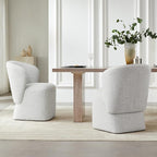 Upholstered Dining Chair with Casters No Assembly Linen DeskChair Wingback Single Sofa for Kitchen Diningroom Bedroom Readingroom,2 PCS,Light Grey