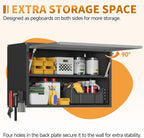 Metal Garage Wall Cabinet with Up-Flip Door, Float Tool Cabenit with Adjustable Shelf,Steel Wall-Mounted Storage Cabinet with Pegboard for Kitchen,Garage,Workshop,Warehouse(19.7"H,Black&Gray)