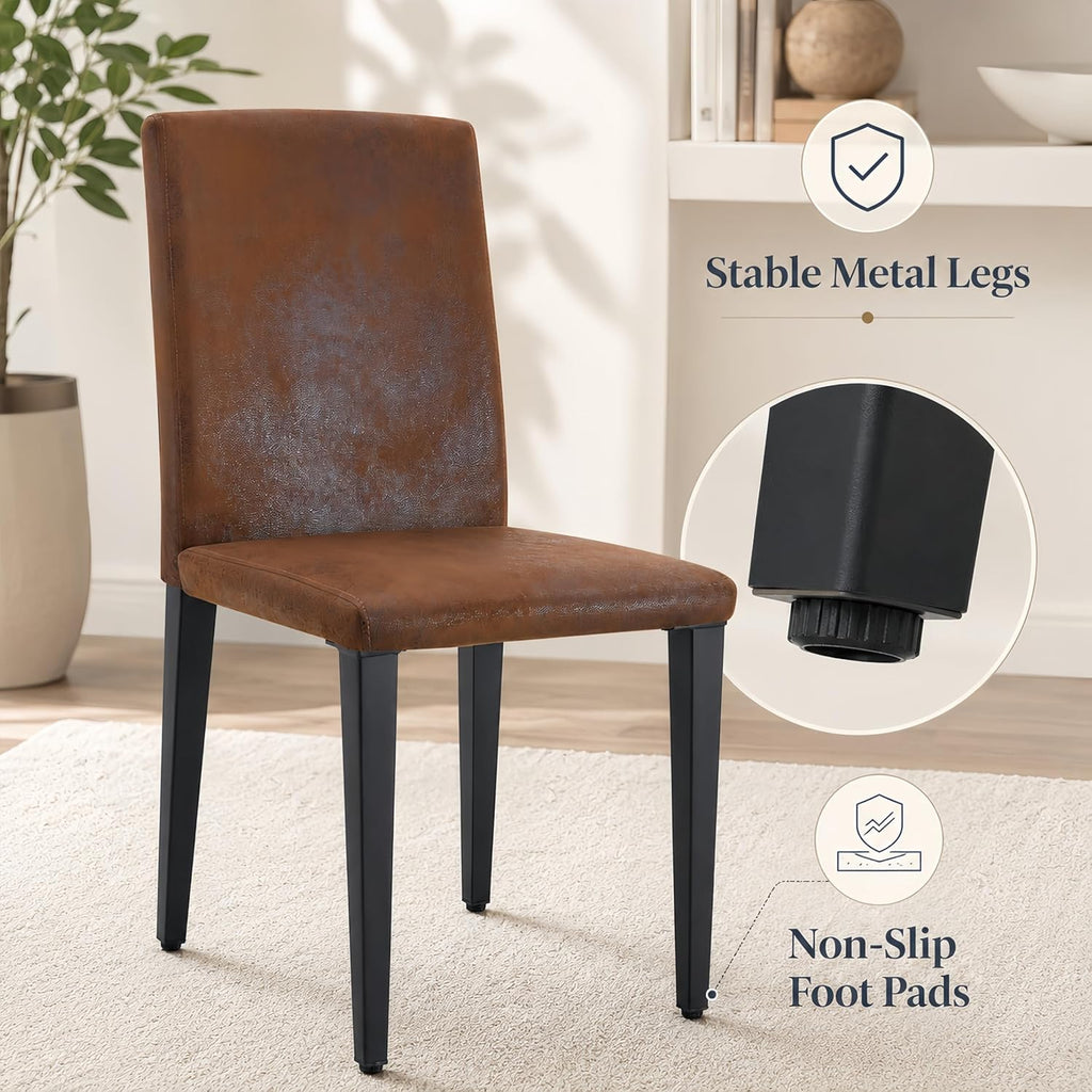 63"-79" Expandable Dining Table Set for 8, Wood Rectangle Dining Table and 8 Brown Faux Suede Chairs, Suitable for Home,Kitchen Dining Room,Farmhouse