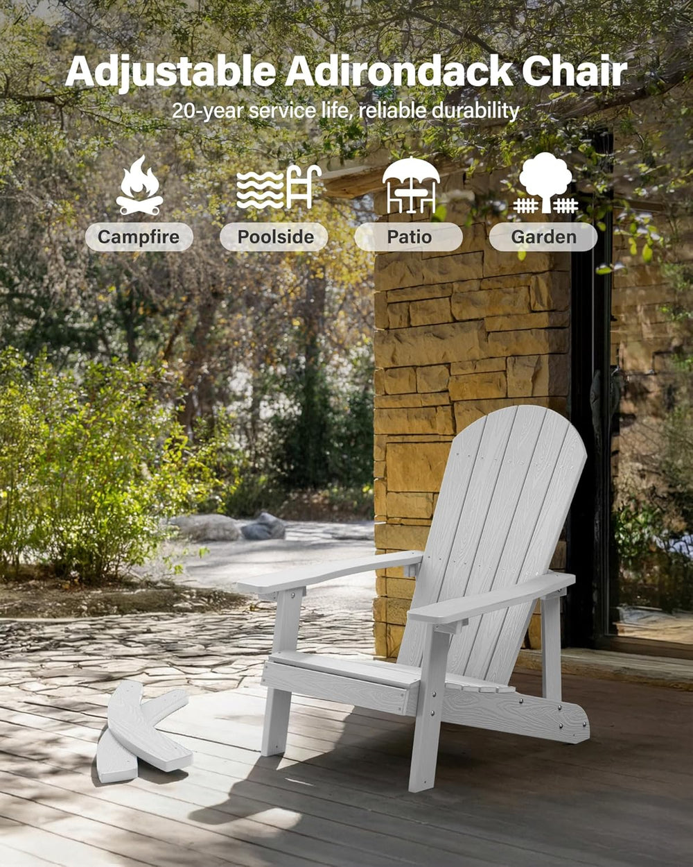YEFU Outdoor Rocking Chair,Adirondack Rocking Chair,Patio Rocker Chair with W...