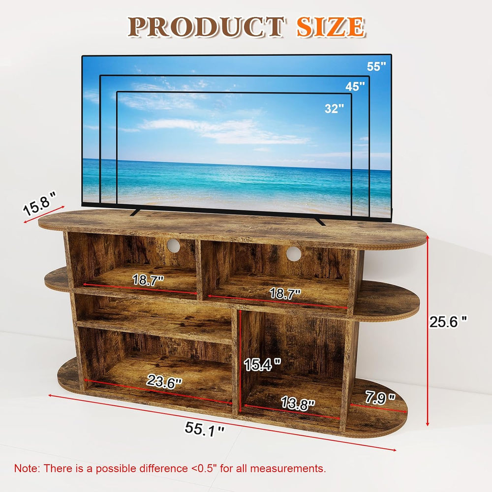 Solid Wood TV Stand for Living Room, Entertainment Center with Storage, TV Co...
