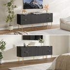 SICOTAS TV Stand for 55/60/65/70 Inch TV - 62 Inch TV Stands for Living Room Entertainment Center with 4 Drawers, Fluted Modern TV Media Console Television Cabinet for Bedroom(Black, 2 Pieces)