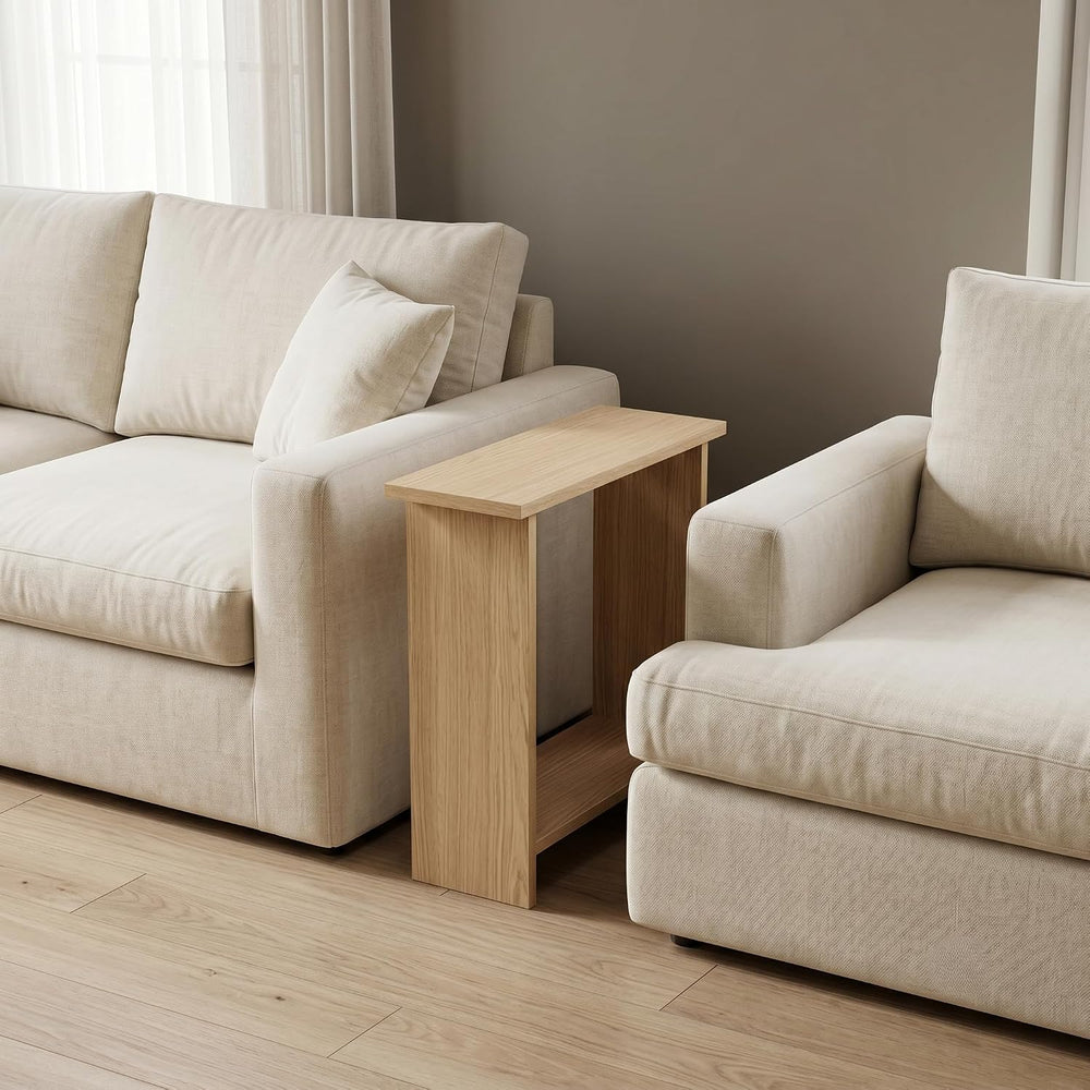 Narrow Side Table for Living Room, Slim End Table for Small Spaces Between Co...