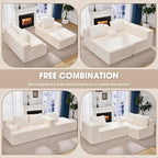 Hobestluk Modular Sectional Sofa Couches L-Shape Couch 3 Seat Modular Sofa Memory Foam Sectional Couches for Living Room, Cloud Couch with Oversized Chaise (96" Right Facing Chaise)