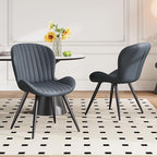 Dining Chairs Set of 6 Modern Fabric Dining Room Chairs Upholstered Dining Chairs with Thick Cushions Metal Legs Armless Back Chair for Kitchen and Living Room Charcoal Gray
