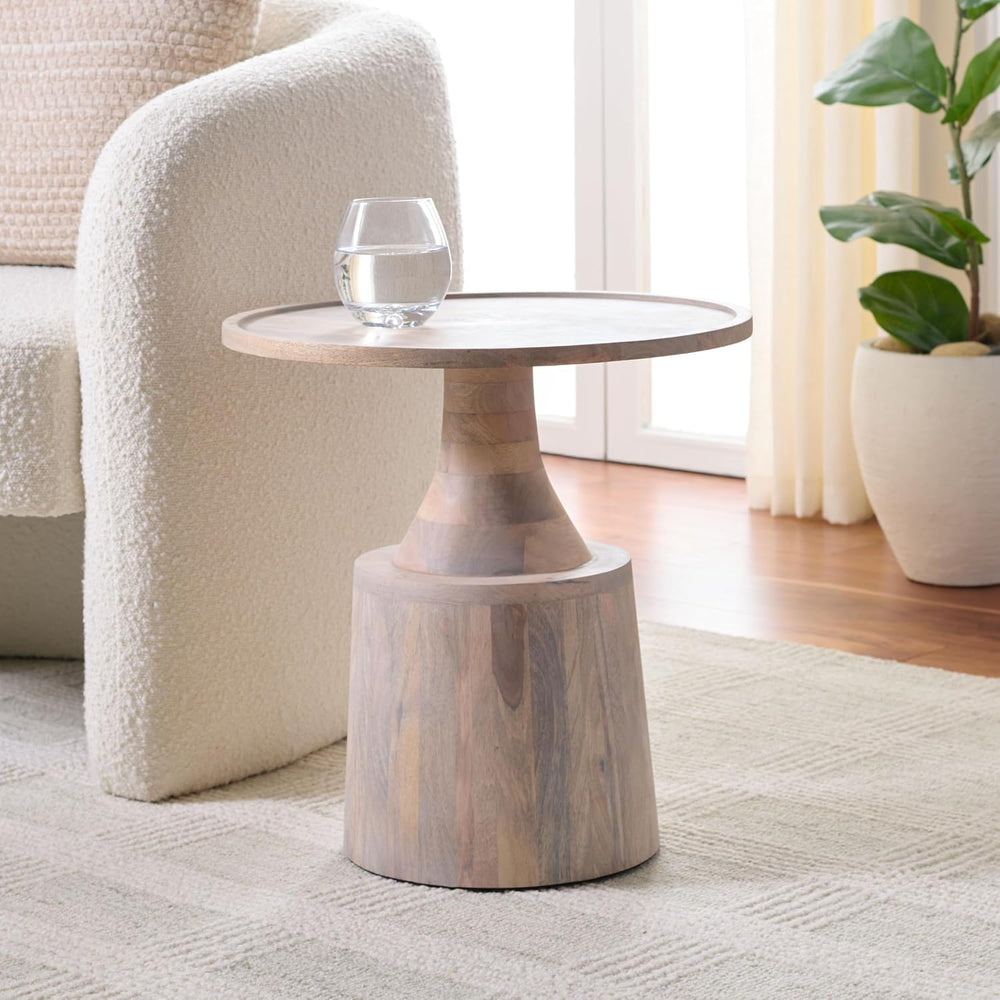 SAFAVIEH Home Collection - Javier Accent Table with Whitewashed Solid Wood Fi...