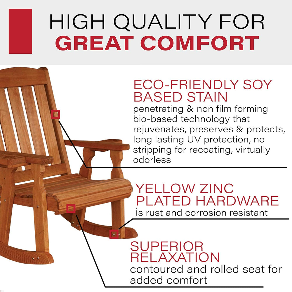 Amish Casual Heavy Duty 600 Lb Mission Pressure Treated Rocking Chair with Cu...