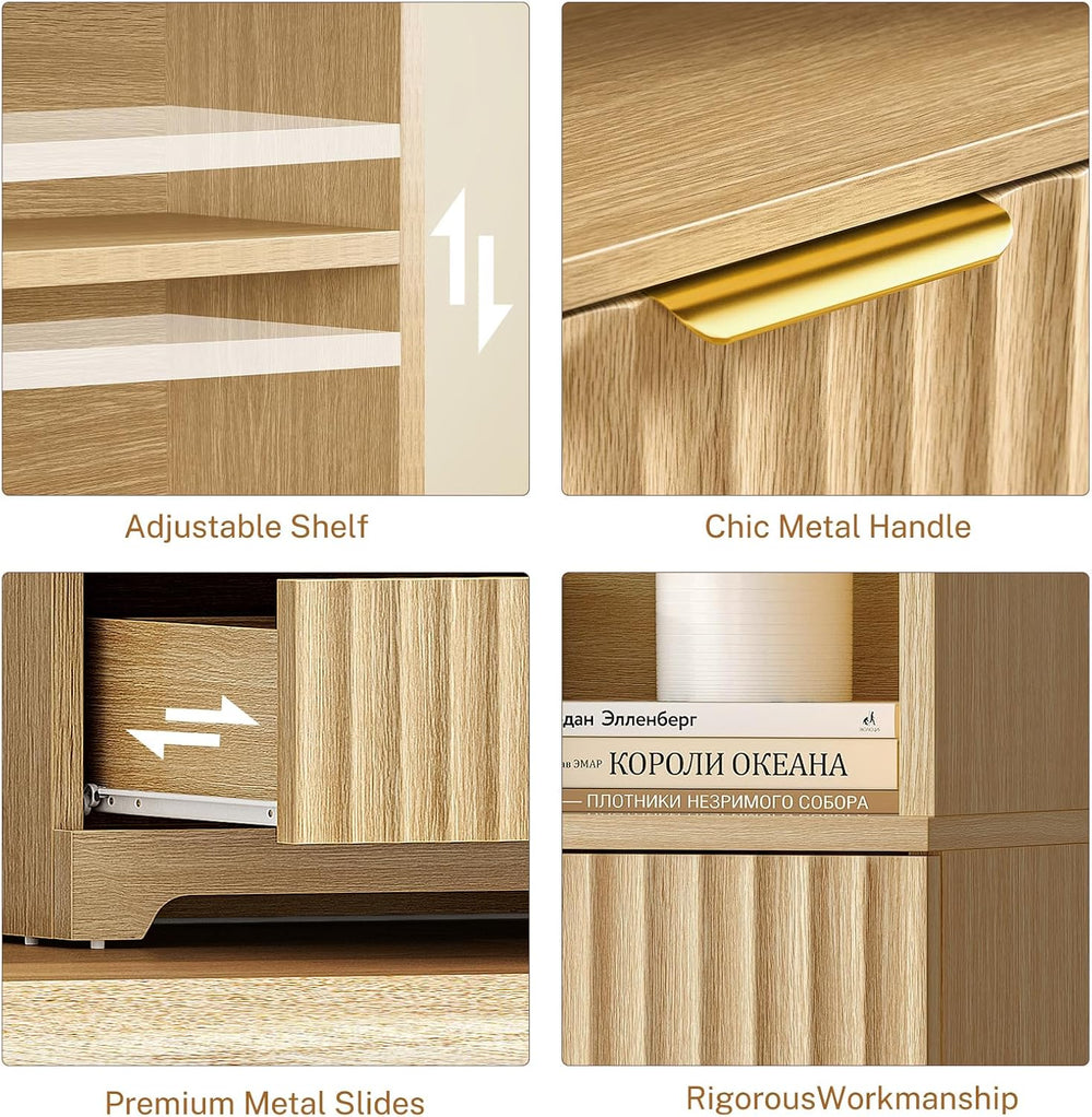 TEENFON 63.3" Tall Bookshelf, Bookshelves and Bookcases with Drawers, Ar...