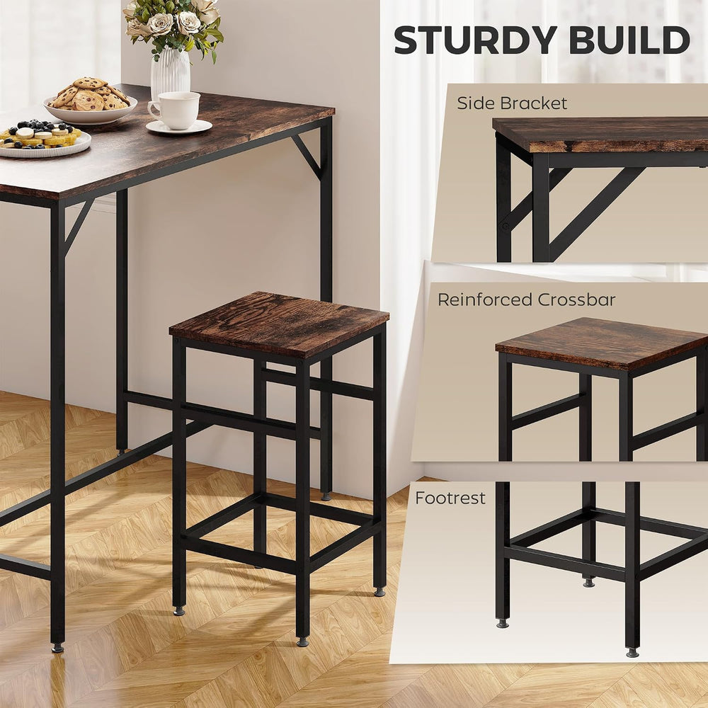 HOMCOM 5-Piece Industrial Dining Table Set, Bar Table Chair Set Black/Brown |...