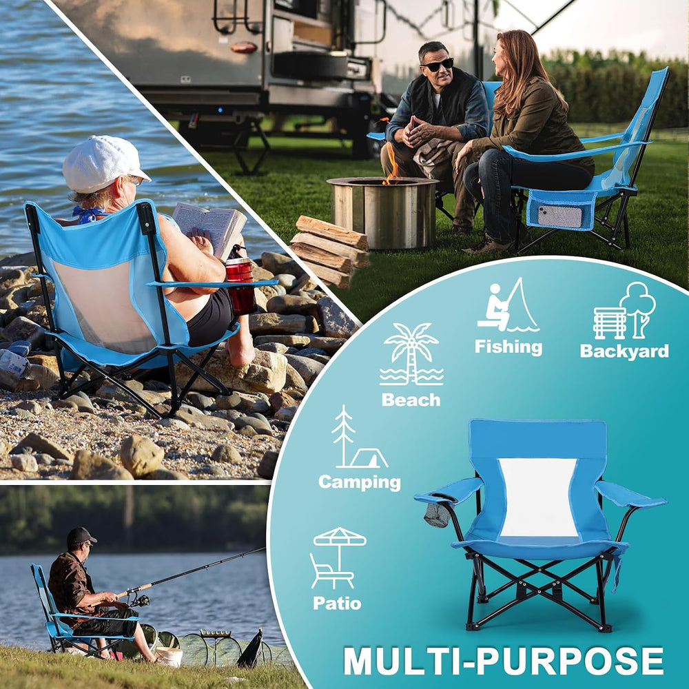 Joyfair Beach Camping Chair (2 Pack), Folding Chair for Adults (Blue) | Heavy...