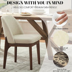 VKNOW Modern Dining Chairs Set of 4, Faux Leather Kitchen Chairs with Wood Legs, Upholstered Side Chair for Kitchen Dining Room, Beige