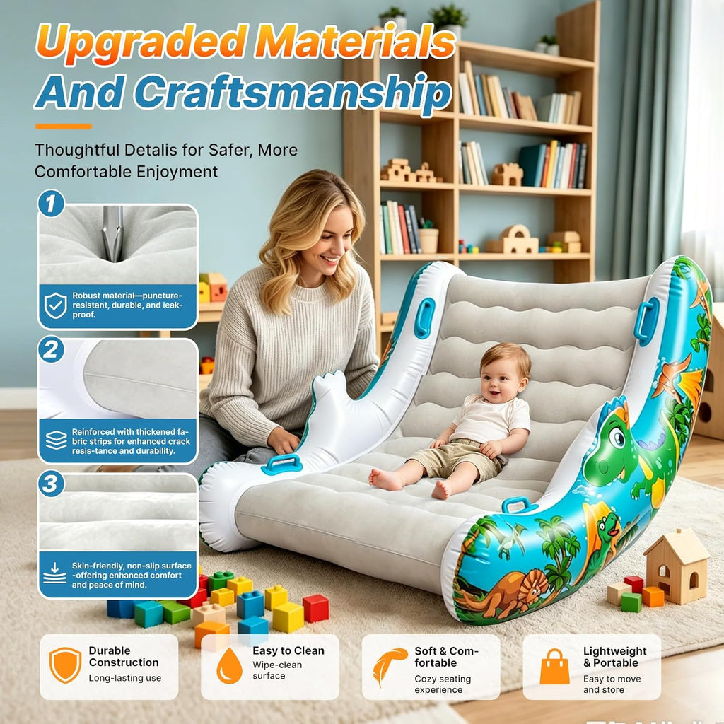 Sensory Inflatable Rocking Chair-Toddler Inflatable Rocking Chair for Sensory Needs, ADHD & Calming, Built in dual function air pump, Autism Sensory Products for Sensory Room, Ideal Gift for BoysGirls