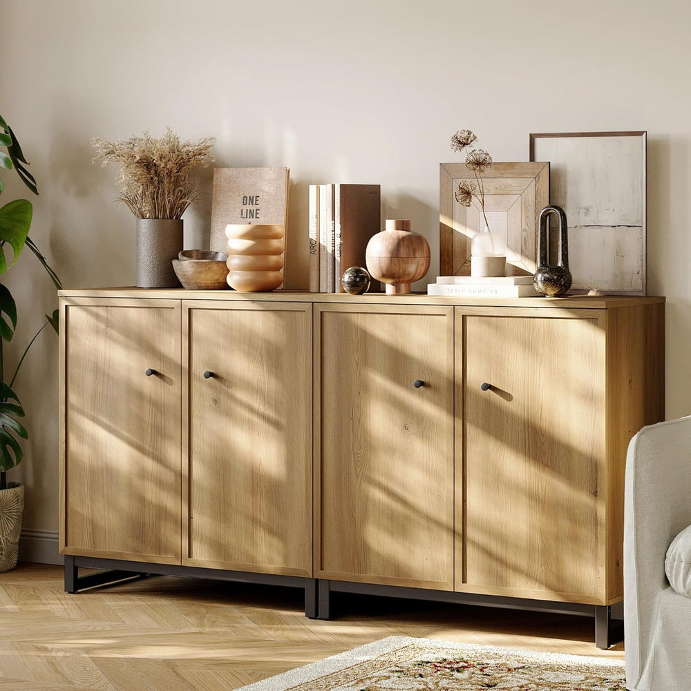 Rustic Storage Cabinet, Modern Farmhouse Set of 2 Buffet Accent Cabinet with ...