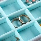 Frebeauty Extra Large Acrylic Jewelry Box for Women 5 Layers Clear Jewelry Organizer Velvet Earring Box with 5 Drawers Rings Display Case Necklaces Holder Tray for Women Girls (Turquoise)