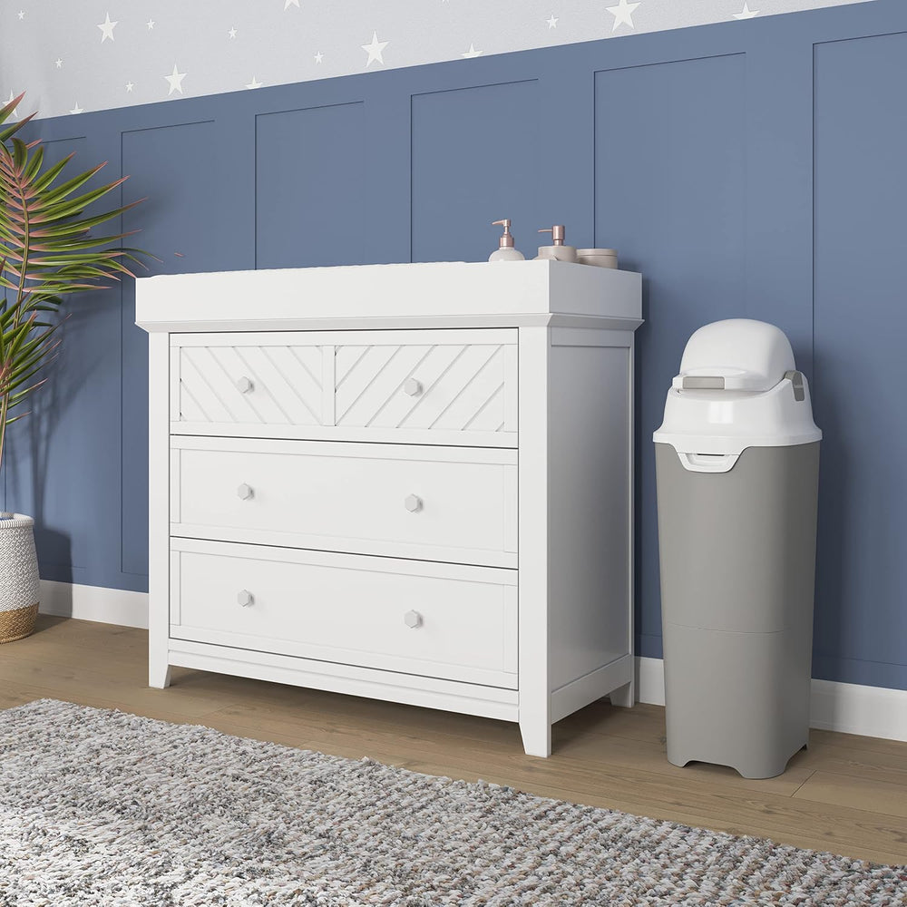 Foundations Tall Diaper Pail with Airtight Lid, Gray