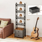 CD Storage Rack with Drawers, 5-Tier Media Organizer DVD Storage Shelf, Large Capacity for CD/DVD, Books & Games, Ideal for Living Room & Home Office, 15.7×11.8×58.7Inches