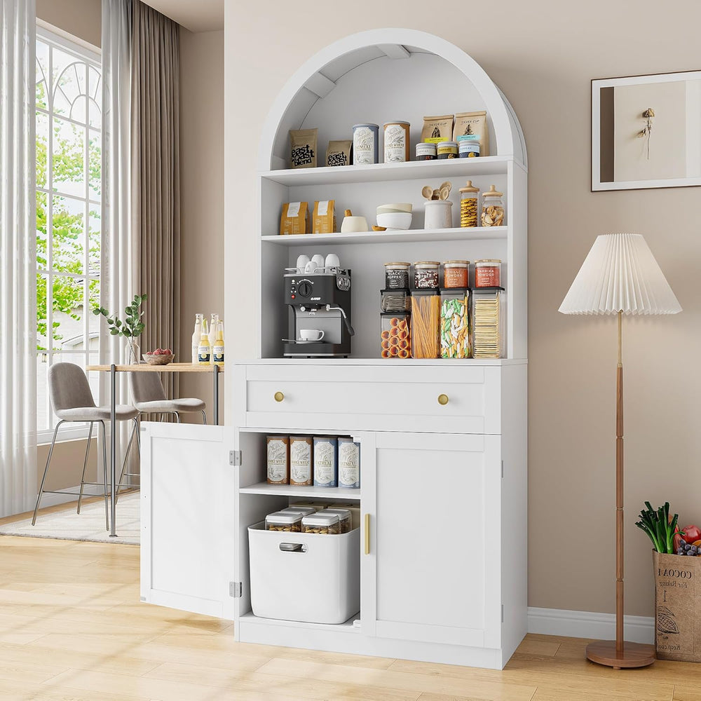 71" Tall Arched Kitchen Pantry Cabinet, Modern Kitchen Storage Cabinets ...