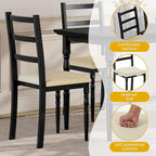 DWVO 5-Piece Dining Table Set for 4, Kitchen Dining Room Table with Upholstered Chairs, Faux Leather Cushions, Modern Rectangular Dinner Table Set for Small Spaces & Apartment, Black